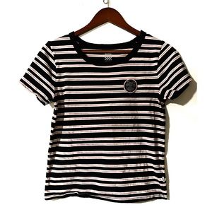 Vans Cotton Black and Pink Stripe Tee with Skull size M